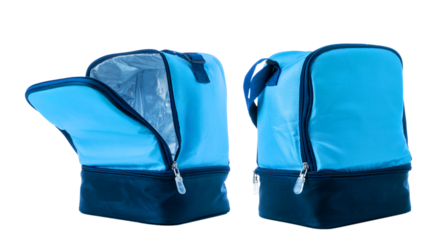 Blue bag. Camping freezer, cooler box for cold lunch food isolat