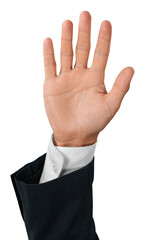 Close-up of business man hand isolated on white background