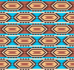 American Southwest design style in a seamless repeat pattern - Vector Illustration
