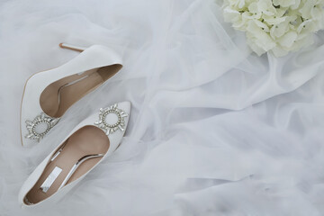 bright background and wedding shoes