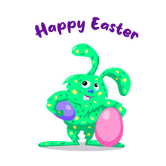 Easter Bunny with eggs. Happy easter. Unusual rabbit.