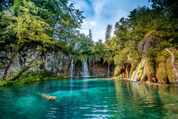 waterfall and lake in plitvice national park in Croatia