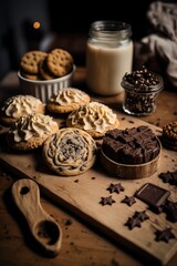Fototapeta premium image, of freshly baked cookies, cupcakes and scones,generative ai