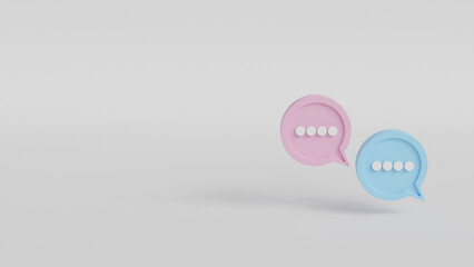 Speech bubbles.Blank 3D text bubbles for business design, discussion, topic clarifications, notifications and explain expanded content. 3D illustration