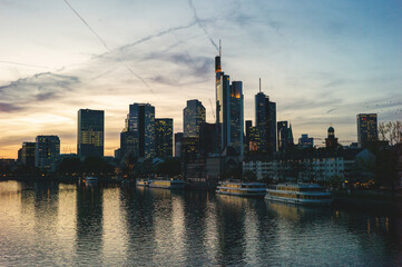 Fototapeta na wymiar Frankfurt skyline in the heart of the banking city a panorama of frankfurt skyline 