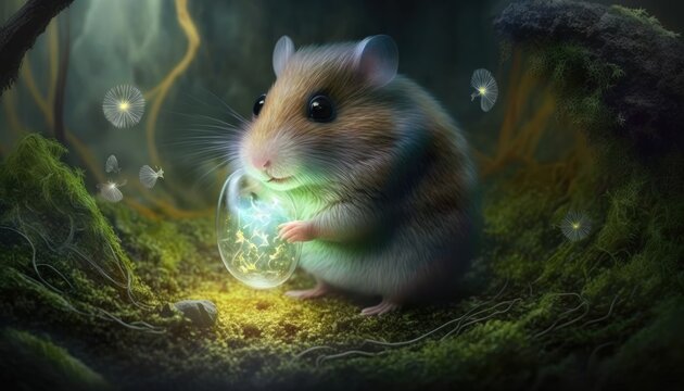 The Science Fiction Hamster. A Creature Beyond Reality. Generative AI