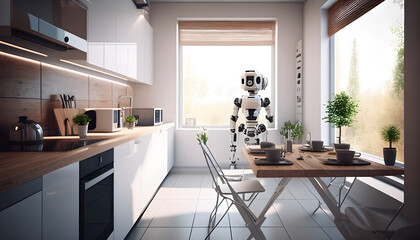A modern and minimalist kitchen, created with Generative AI technology 
