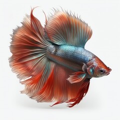 Fototapeta premium Ember Betta Fish Isolated on White Background.