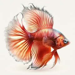 Fototapeta premium Ember Betta Fish Isolated on White Background.