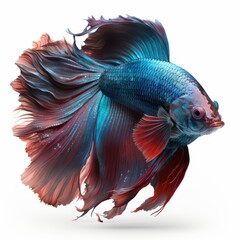 Fototapeta premium Ember Betta Fish Isolated on White Background.