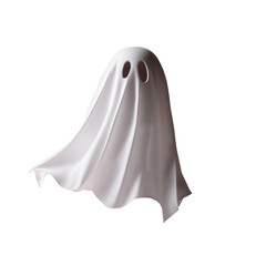 Cute friendly halloween ghost on a pastel background. Generative ai - obrazy, fototapety, plakaty