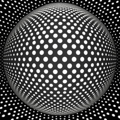 Fancy geometric pattern many dots black and white tone optical illusion creative background original wallpaper, ai generative