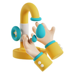 Hand gesture wudhu washing hand 3d ramadan icon