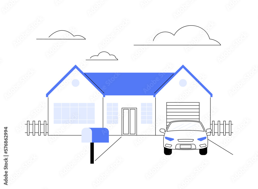 Poster detached house abstract concept vector illustration.