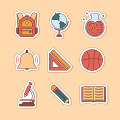 Education School Stickers Isolated Clipart Illustration