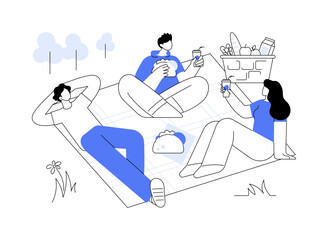Obraz na płótnie Canvas Summer picnic abstract concept vector illustration.