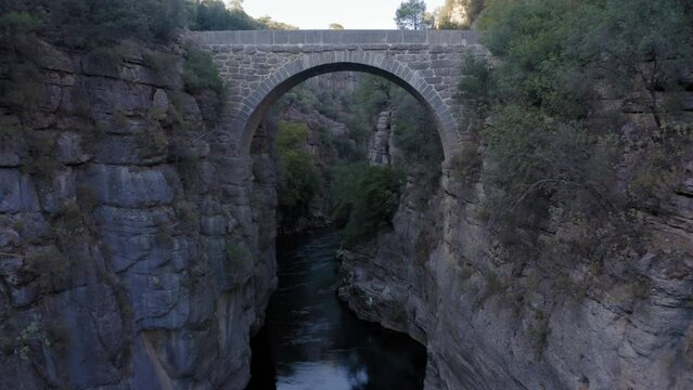 The ancient Roman Eurymedon or Oluk Kopru Bridge over the river Eurymedon, modern Koprucay River in the Koprulu Canyon in Turkey