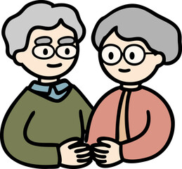 シニアのカップルのイラスト