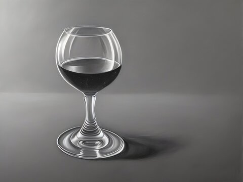 pencil drawing glass of wine