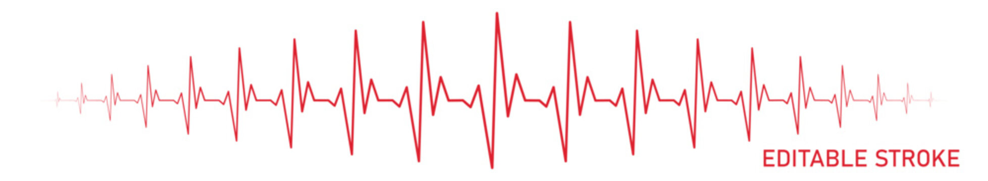 Editable Stroke Heart Diagram Ascending, Descending, Red EKG, Cardiogram, Heartbeat Line Vector Design To Use In Healthcare, Healthy Lifestyle, Medical Laboratory, Cardiology Project. 