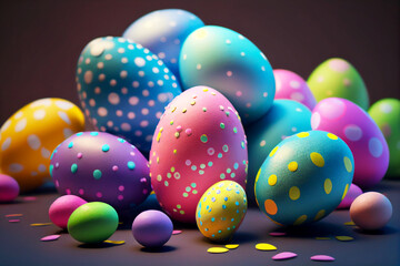 Easter eggs on a gray background. Easter.