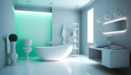 Fototapeta na wymiar medern pastel color light brigrt bathroom, interior