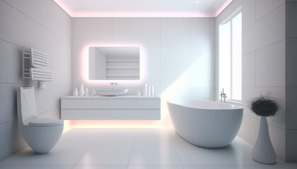 Fototapeta na wymiar medern pastel color light brigrt bathroom, interior