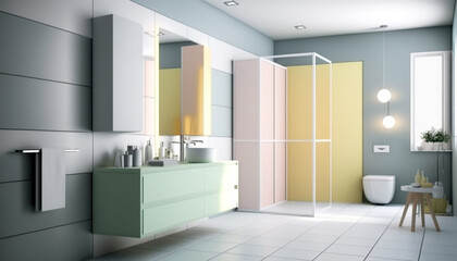 Fototapeta na wymiar Modern bathroom interior desing, blank light