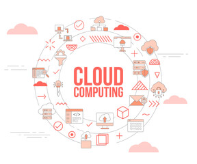 cloud computing concept with icon set template banner and circle round shape