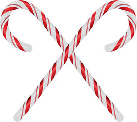 Christmas Candycanes Crossed and Isolated on Transparent Illustration