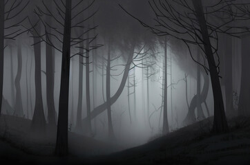 Obraz premium misty morning in the forest,fog in the forest,background with forest