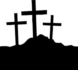 Calvary Crosses Silhouette Illustration