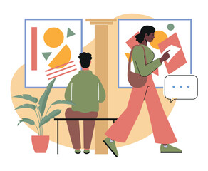 Art gallery or museum visitors