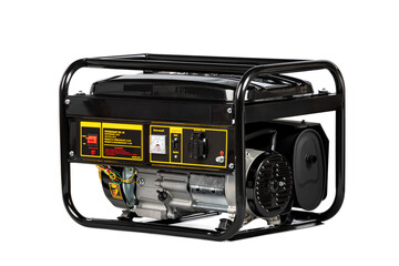 Portable electric AC generator charger, isolated on white. Diesel or petrol generator for home and...