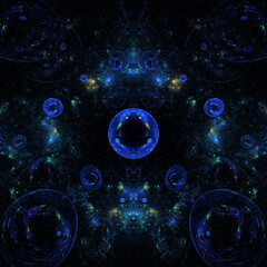 Abstract illustration with symmetric composition of translucent bubbles.