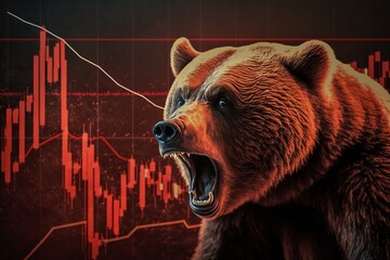 Stock Market Chart - Bear Market - Financial Backgrounds - Cryptocurrency - Recession Hard Landing - Angry Bear - Stocks Falling Graphic Illustration - Wall Street Investor - Generative AI Design