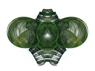 Abstract illustration with symmetric translucent pattern on a white background.