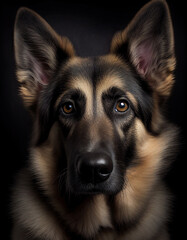Beautiful German Shepherd Illustration Image Realistic Painting. Generative AI