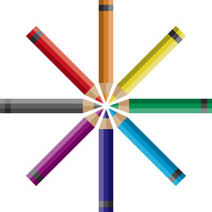 Fototapeta premium Wheel of Colored Pencils Illustration