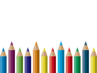 Colorful Border Background of Colored Pencils