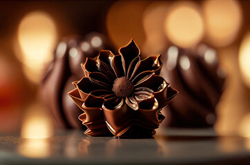 Flower-shaped chocolate,Chocolate closeup