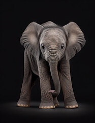 Baby Elephant Realistic Illustration Cute Adorable. Generative AI