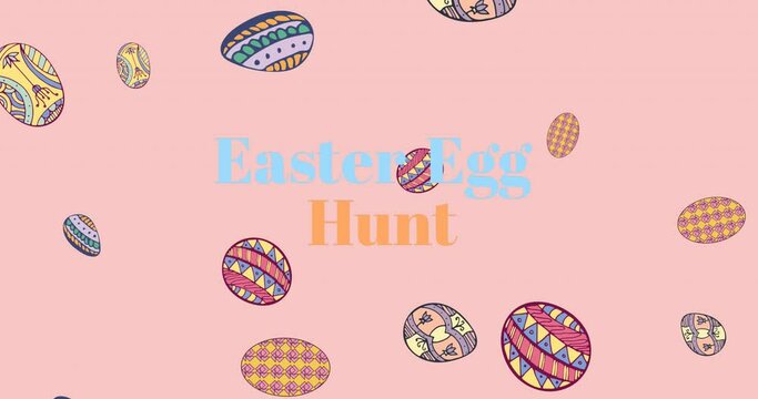 Animation of easter eggs and easter egg hunt text