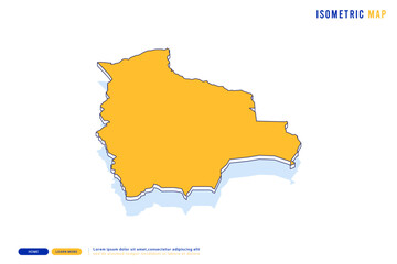 Abstract Yellow map of Bolivia on white background. Vector modern isometric concept greeting Card illustration eps 10.