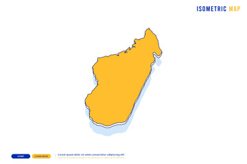 Abstract Yellow map of Madagascar on white background. Vector modern isometric concept greeting Card illustration eps 10.
