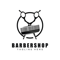 Scissors Logo Design, Barbershop Shaver Vector, Babershop Scissors Brand Illustration