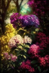 Vibrant Flowers With Spring Blossoms In A Park