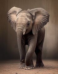 Baby Elephant Realistic Illustration Cute Adorable. Generative AI