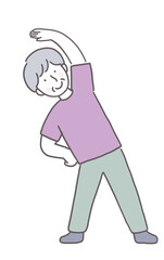 ストレッチをするシニア女性