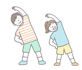 ストレッチをする子供たち